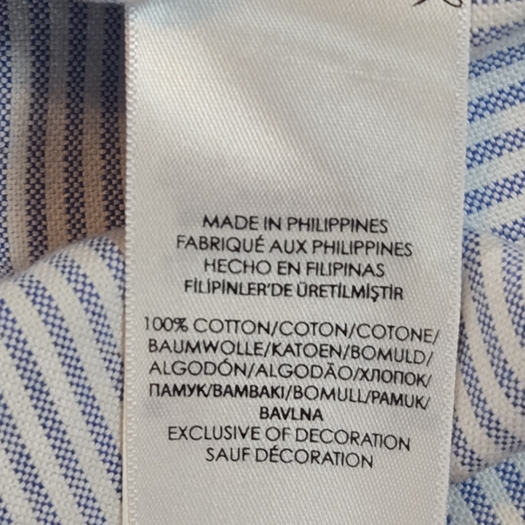 Ralph Lauren Men’s Large Striped Button Up Shirt Blue White Long Sleeve Polo - Picture 4 of 6